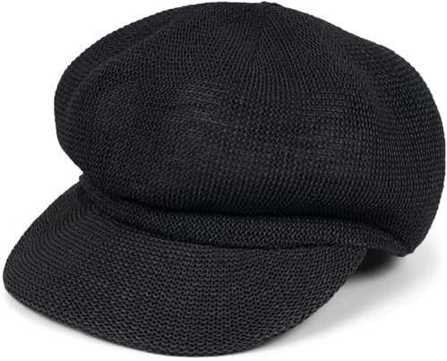 styleBREAKER Chapeau de Paille en Papier pour Femmes, uni, Casquette à visière, Chapeau de Soleil, Casquette Bakerboy, Casquette Newsboy 04023096, Couleur:Noir