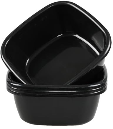 Uumitty 4 Pack Plastic Large Square Washing Up Bowl, Multi-Purpose Basin, 10 Litre, Black