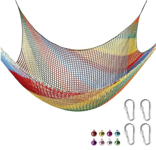 Playground Safety Net | Multicolored Playground Net | Climbing Cargo Net, Outdoor Climbing Net, Polyester Double Layers Net Bridge, Double Layers Climbing Cargo Net for Obstacle Training, Tree House