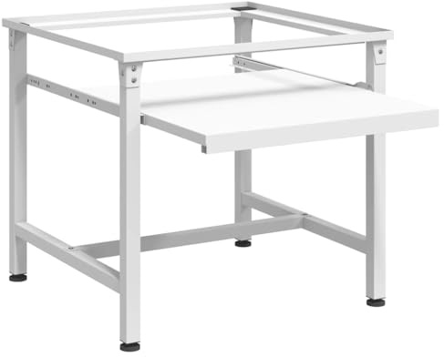 Kavolet Waschmaschinensockel mit Regalböden, Waschmaschinen-Untergestell, Weiß, 60x56x52 cm, aus Stahl, bis 100kg, Trocknersockel Unterschrank Podest für Waschmaschine und trockner