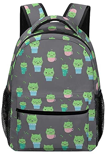 Yaxinduobao Sac à dos léger pour garçons et filles, motif chats cactus kawaii avec plusieurs poches, pour le sport, l'extérieur, la course à pied, les voyages, la randonnée, Comme indiqué sur la