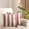 XIEJINJIA 2er Set Leinen Kissenbezüge Kissenhülle Streifen Dekorative Zierkissenbezüge Bauernhaus Sofakissen für Sofa Couch Wohnzimmer Schlafzimmer 45x45 cm Rot Weiß