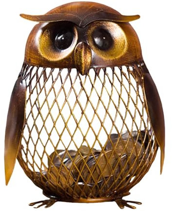 Sparschwein, Eisen-Spardose, Münzsparschwein, Metall-Münzbox, hohles Netz-Design, Sparschwein, für Erwachsene, Kinder (Eule)