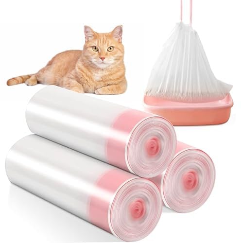 SULIVES 30PCS Cat Litter Tray Liners - 45 x 79cm with Drawstring Scratch Resistant and Leak Proof Cat Litter Bags for Medium Pet Litter Boxes