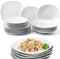 Shally Dogan 18-teiliges Tafelservice aus Porzellan für 6 Personen, Set bestehend aus 6 flachen Teller, 6 tiefen Tellern, 6 Desserts und Obst, modernes und glattes Design (quadratisch)