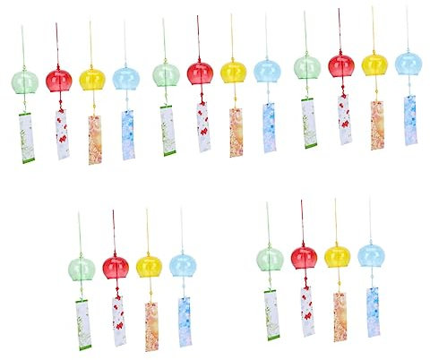 TINEASUR 20pièces Cloches à Vent Décoratives Verre Coloré De Pendentifs Chic pour Décoration Intérieure Et Extérieure Style pour Balcon Et