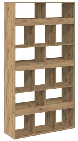 vidaXL Bücherregal, Standregal 15 Fächer, Raumteiler Regal für Wohnzimmer, Aufbewahrungregal Aktenregal Büroregal, Artisan-Eiche Holzwerkstoff