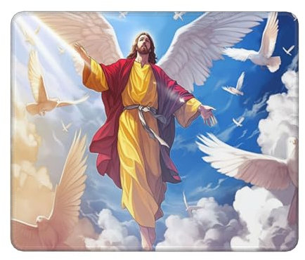 Schreibtischunterlage Jesus Motiv, Weiße Taube Mousepad XXL 350x250x3mm, Wetterfest Anti-Rutsch Schreibtisch Mouse Pad verbessert Präzision und Geschwindigkeit, Gaming Zubehör für Home Zimmer Deko