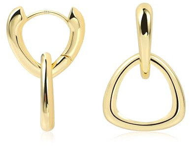 ALEXCRAFT Dicke Drop Ohrringe Gold Hängend Dreieck Triangle Creolen Chunky Gold Dangle Hoop Earrings für Frauen Freundin Mama