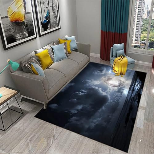 Teppiche Wohnzimmer Teppiche 3D Küchenteppich Teppichläufer Schlafzimmer Wohnzimmer Arbeitszimmer Büro Faltbar Mond Sterne Himmelslandschaft 40 X 60 cm -4418212574