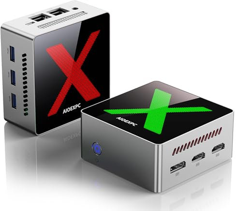 AIOEXPC Mini PC 512GB SSD,12GB LPDDR5 with RGB Lighting,Mini PC Windows 11 Pro Ιntel Alder Lake N95(Up to 3.4GHz), Mini Computer 2xHDMI,1xDP,WiFi/BT,4K UHD,for Office/Home/Business