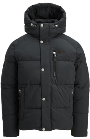 JACK & JONES Herren Joryork Hood Puffer, Black, xx_l