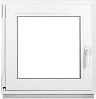 Framex - Finestra in plastica bianca, 400 x 400 mm, 400 x 400 mm (larghezza x altezza), 40 x 40 cm, doppio vetro – Funzione DIN a destra, girevole e ribaltabile, tutte le dimensioni
