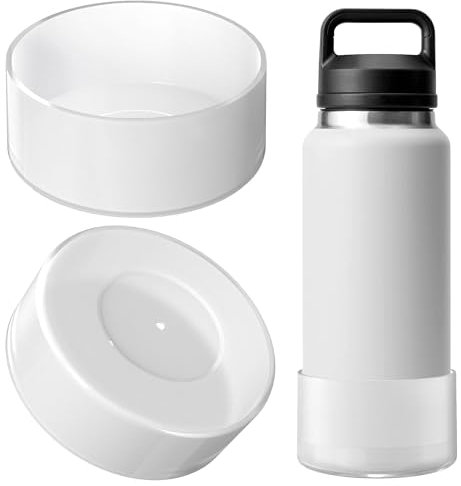 Linkidea Water Bottle Boot Compatible with YETI Rambler Bottle 36oz, Yonder 50oz, Silicone Anti-Slip Water Bottle Bottom Sleeve Cover Protector (Clear White / 2 Pack)