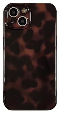 Aesthetic Turtle Shell Mobile Phone Cases for iPhone 12 Pro 6.1 inches, Retro Cool Girl Leopard Print Brown Amber Trendy Full Camera Protective Case for iPhone 12pro 6.1 Inch