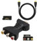 BAGUBDR Rgb to Hdmi Adapter, Hdmi Adapter for TV, Practical and Multifunctional AV to HDMI Adapter with 1 Pcs Cable Black Converter for DVD Players Game Consoles Old Home Theater Series Old Cameras