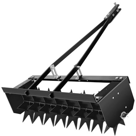 TUPOSTAR Arieggiatore per Prato Trainato, Arieggiatore A Nucleo per Impieghi Gravosi da 32, Arieggiatore per Prato Manuale, per Un'Aerazione Efficace del Terreno,Nero