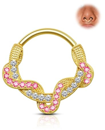 Agrewd Twist Septum Piercing Schmuck Gold Septum Ring 16G Bunte Helix Daith Piercing Schmuck 8 mm/10 mm Helix Daith Ohrringe für Frauen