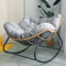 BYGSBKDP Rocking Chairs for Adults, Papasan Rocking Chair, 40.9in Oversized Rattan Wicker Lounge Chair, Egg Rockings Chairs Metal Frame Large Supports Modern Outdoor Patio (Grey)