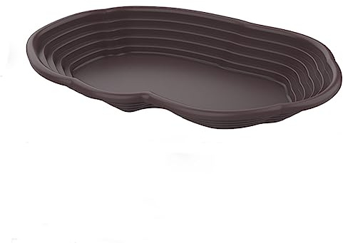 Pewihyer Extra Large Reptile Bathing Pool Reptile Feeding Dish Water Bowl with Ramp Aquarium Ornament for Gecko, Snake, Turtle, Bearded Dragon, Lizard Bath (Black)