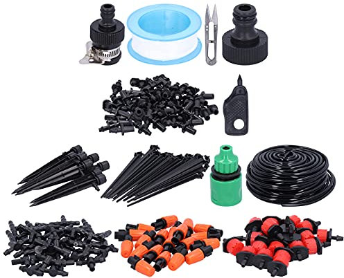 Garden Watering Irrigation System | 30M Micro Drip Kit for Vegetable Garden/Lawn/Terrace | Adjustable Nozzles Save 70% Water | DIY Installation with 16 Accessories