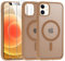 Knrlqim Magnetica Cover per iPhone 12/12 pro [Compatibile con MagSafe],Custodia con 2 Pellicola Vetro Traslucido opaco Protettiva,Silicone TPU Antiurto Case per Apple iPhone 12 pro/12 6.1,Marrone