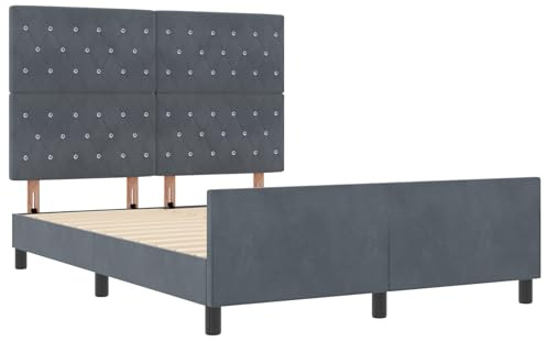 vidaXL Boxspringbett mit Kopfteil Dunkelgrau 160 x 200 cm Samt, Modernes Schlafzimmer, Samtbettgestell, Stilvoller Schlaf, Platzsparende Möbel, Minimalistisches Design, Schlafkomfort, Innendekoration