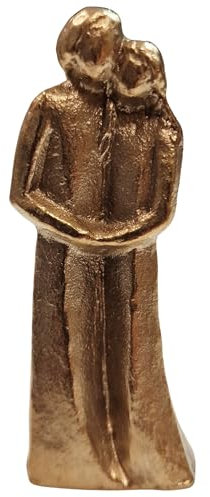 Herzmensch kleine Paar Figur aus massiver Bronze 7 cm als Hochzeitsgeschenk, Geschenk für die Liebe, Vertrauen und Verbundenheit für den gemeinsamen Weg