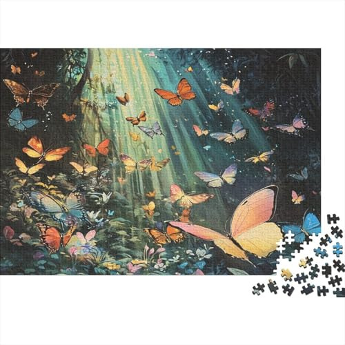 Butterflies in The Wald 1000pcs (75x50cm) Erwachsenenpuzzle - Ghibli-Stil DIY-Puzzlespielzeug
