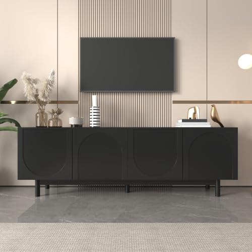 NIUAWASA Meuble TV 175 x 38 x 56 cm, avec Plaques Réglables Meuble TV Léger Style Luxe Moderne (Noir)
