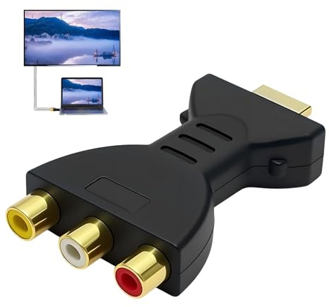 Adaptador HDM a RCA Convertidor HDM a AV Conector Audio Video Rojo Blanco Amarillo Convertidor Componentes Señal Digital para PC Laptops HDTV Monitores Proyectores Consolas Videojuegos Reproductores