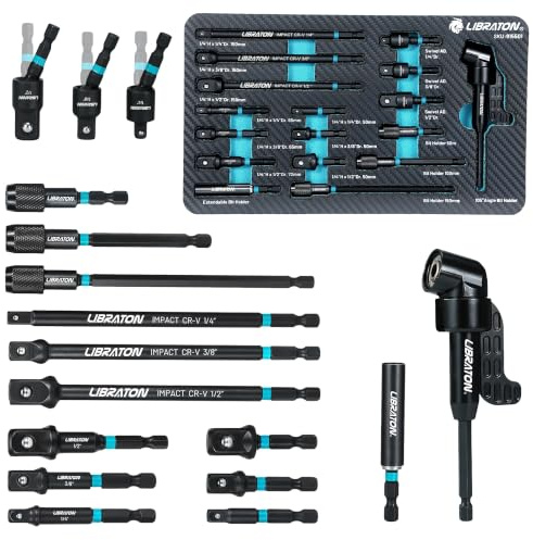 LIBRATON 17PCS Impact Socket Adapter Set, 1/4 3/8 1/2 Square Drive