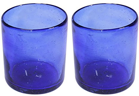 Tumia LAC Vaso Tumbler Artesanal – Vidrio Reciclado – Azul - Juego de 2