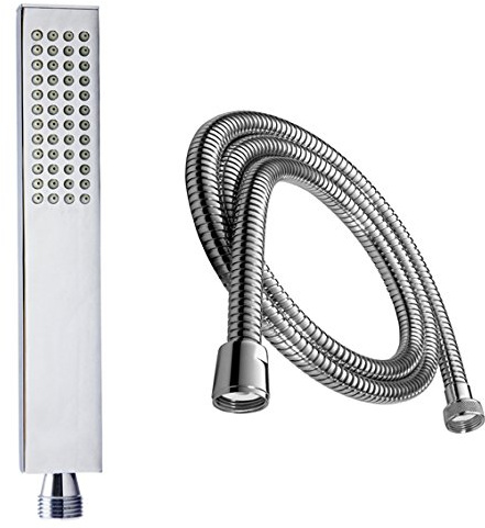 Hochwertiges Dusch - Set mit 200 cm Schlauch/aus Messing/Hochglanz verchromt/Handbrause/Duschkopf/Duschbrause/Brauseschlauch 2 Meter/Stabbrause/massiv/mit Antikalkdüsen/modern