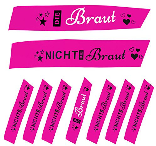 Oblique Unique Die Braut + Nicht Die Braut Schärpe Set Junggesellinnenabschied JGA Hochzeit in Pink
