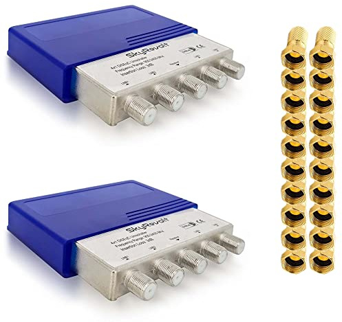 SkyRevolt 2X DiSEqC Schalter 4/1 SAT Umschalter Wetterschutzgehäuse | Satellitenweiche TV Switch Verteiler Splitter 20x F-Stecker