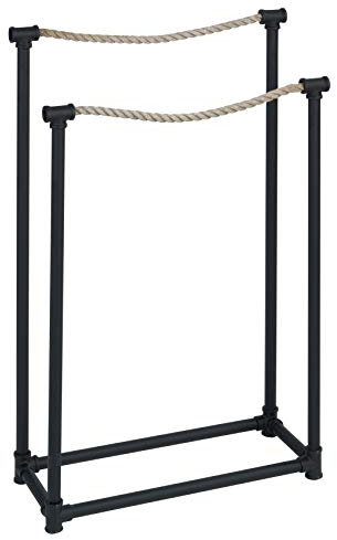 WENKO Handtuchständer Osuna - Kleiderständer, Metall, 50.5 x 85.5 x 20 cm, Schwarz, 85.5 x 20 x 50.5 cm