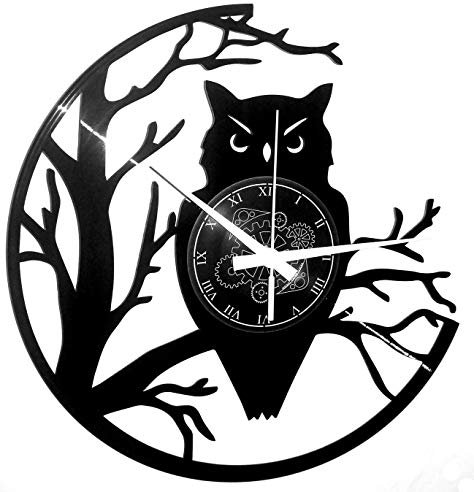 Instant Karma Clocks | Eulen Design Wanduhr | Geräuschlosem Quarzwerk | Geschenkidee für Küche, Schlafzimmer, Wohnzimmer