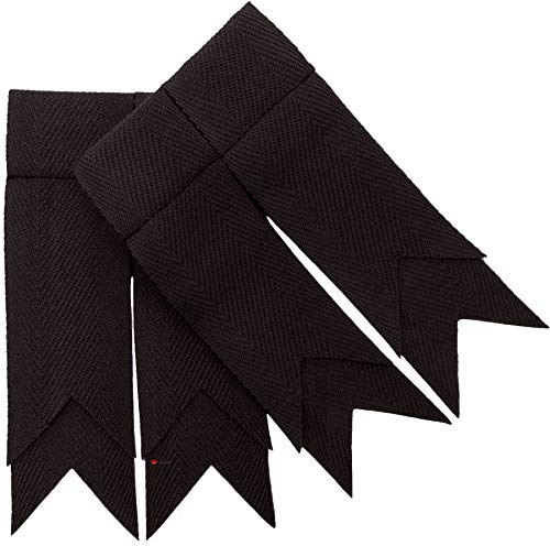 I LUV LTD Gents Kilt Flashes Double Garter Pure Wool Black Plain