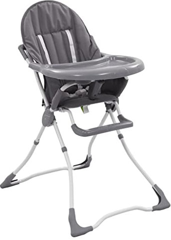 vidaXL Baby Hochstuhl für 6 bis 48 Monaten Zusammenklappbar Babystuhl Kinderstuhl Kinderhochstuhl Babyhochstuhl Baby Essstuhl Grau Weiß