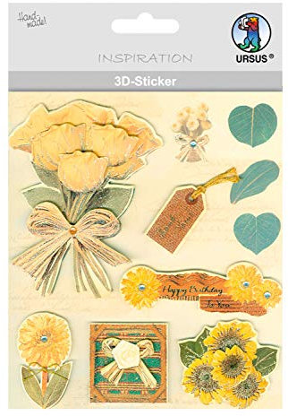Ursus 56420016 - 3D Sticker Everyday, bestehend aus mehreren Ebenen, aus verschiedenen hochwertigen Materialien, selbstklebend, ideal zum Verzieren von Grußkarten und Geschenken, Motiv 16