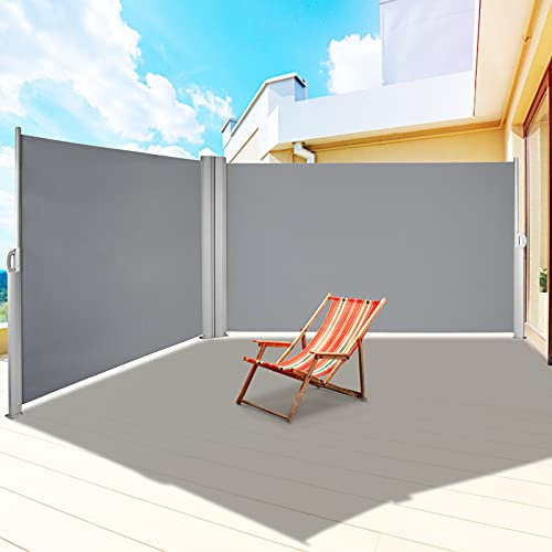 VEVOR Gray Retractable Patio Screen 71Inch In Height Retractable Screen 236 Inch In Length Office Dividers Partition Wall Outdoor Retractable Gate Retractable Fence Outdoor Screens For Patio Privacy