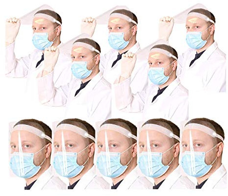 Confezione da 10 visiere protettive anti goccioline antipolvere proteggono la visiera trasparente (10)