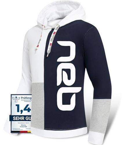Nebulus Herren NEB, Pulli, Pullover, Sweatshirt, grau-Navy-weiß - XL