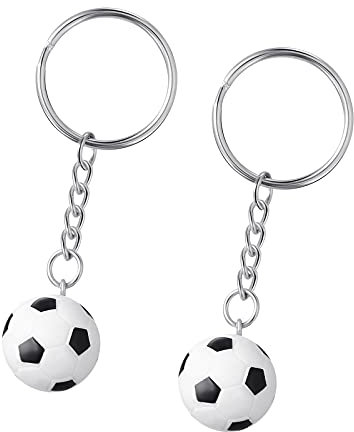 Jadive 2 Pièces Porte-Clés de Football Mini Ballon de Footbal Anti Stress Cadeau pour Fan de Football Équipe de Football Sacs Cadeaux pour Adultes et Enfants Cadeaux de Fête(Classique,2,2 cm)