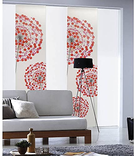 MADECOSTORE Panneau Japonais Voile imprimé Fleurs - Blanc - L60 x H300cm
