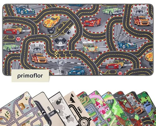 Primaflor Spielteppich mit Cars-Design - Spielteppich für Kinder 140 x 200 cm - pflegeleichter Kinderteppich mit Straßen