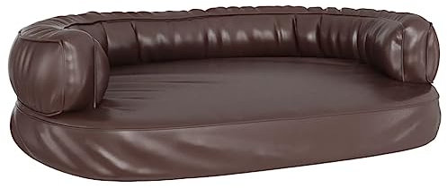 vidaXL Hundebett Ergonomisch Schaumstoff Braun 88x65cm Kunstleder Hundekissen