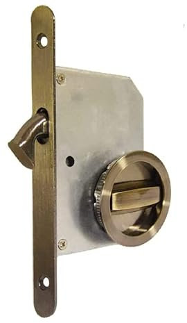 bricoleva.it Kit serrure porte coulissante rosette ronde avec cliquet avec poignée avec serrure pour porte coulissante (couleur bronzée)
