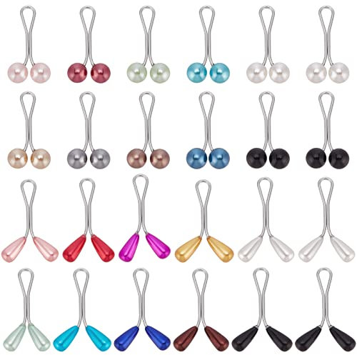 GORGECRAFT 2 Stil 24 STÜCKE Perlen Schal Brosche Kopftuch Muslim Faux Pearl Schal Clips Hijab Magnete Perle Mit Kunststoffperlen Für Hochzeitskleid Dekorative DIY Accessoires